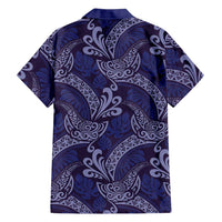Deep Blue Monstera Hawaiian Shirt Polynesian Tribal Pattern - Polynesian Pride