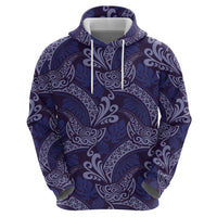 Deep Blue Monstera Hoodie Polynesian Tribal Pattern - Polynesian Pride