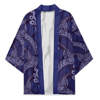 Deep Blue Monstera Kimono Polynesian Tribal Pattern - Polynesian Pride