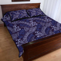 Deep Blue Monstera Quilt Bed Set Polynesian Tribal Pattern - Polynesian Pride