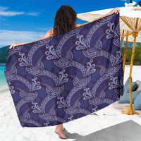 Deep Blue Monstera Sarong Polynesian Tribal Pattern - Polynesian Pride