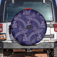 Deep Blue Monstera Spare Tire Cover Polynesian Tribal Pattern - Polynesian Pride