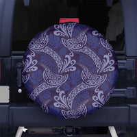 Deep Blue Monstera Spare Tire Cover Polynesian Tribal Pattern - Polynesian Pride