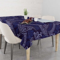 Deep Blue Monstera Tablecloth Polynesian Tribal Pattern - Polynesian Pride