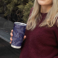 Deep Blue Monstera Tumbler Cup Polynesian Tribal Pattern - Polynesian Pride