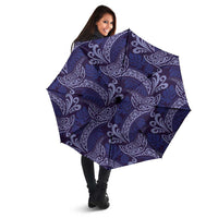 Deep Blue Monstera Umbrella Polynesian Tribal Pattern - Polynesian Pride