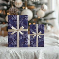 Deep Blue Monstera Wrapping Paper Polynesian Tribal Pattern - Polynesian Pride