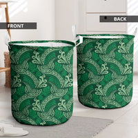 Forest Green Monstera Laundry Basket Polynesian Tribal Pattern - Polynesian Pride