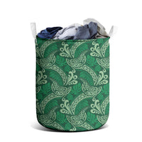Forest Green Monstera Laundry Basket Polynesian Tribal Pattern - Polynesian Pride
