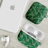 Forest Green Monstera AirPods Case Polynesian Tribal Pattern - Polynesian Pride