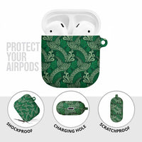 Forest Green Monstera AirPods Case Polynesian Tribal Pattern - Polynesian Pride