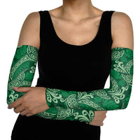 Forest Green Monstera Arm Sleeves Polynesian Tribal Pattern - Polynesian Pride