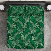 Forest Green Monstera Bedding Set Polynesian Tribal Pattern - Polynesian Pride