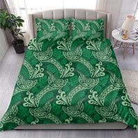 Forest Green Monstera Bedding Set Polynesian Tribal Pattern - Polynesian Pride