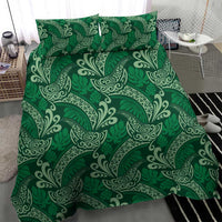 Forest Green Monstera Bedding Set Polynesian Tribal Pattern - Polynesian Pride