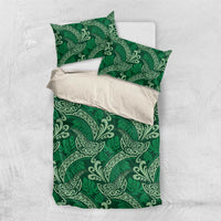 Forest Green Monstera Bedding Set Polynesian Tribal Pattern - Polynesian Pride