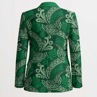 Forest Green Monstera Blazer Polynesian Tribal Pattern - Polynesian Pride