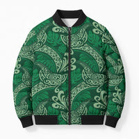 Forest Green Monstera Bomber Puffer Jacket Polynesian Tribal Pattern - Polynesian Pride