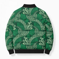 Forest Green Monstera Bomber Puffer Jacket Polynesian Tribal Pattern - Polynesian Pride