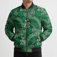 Forest Green Monstera Bomber Puffer Jacket Polynesian Tribal Pattern - Polynesian Pride