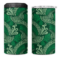 Forest Green Monstera 4 in 1 Can Cooler Tumbler Polynesian Tribal Pattern - Polynesian Pride