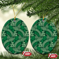 Forest Green Monstera Ceramic Ornament Polynesian Tribal Pattern - Polynesian Pride