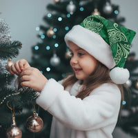 Forest Green Monstera Christmas Santa Hat Polynesian Tribal Pattern - Polynesian Pride