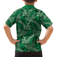 Forest Green Monstera Family Matching Puletasi and Hawaiian Shirt Polynesian Tribal Pattern - Polynesian Pride