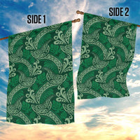 Forest Green Monstera Garden Flag Polynesian Tribal Pattern - Polynesian Pride