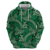 Forest Green Monstera Hoodie Polynesian Tribal Pattern - Polynesian Pride