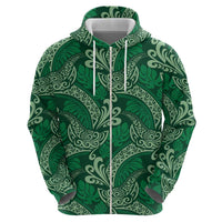 Forest Green Monstera Hoodie Polynesian Tribal Pattern - Polynesian Pride