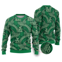 Forest Green Monstera Ugly Christmas Sweater Polynesian Tribal Pattern - Polynesian Pride