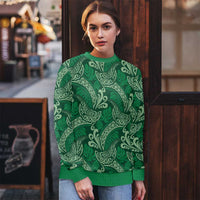 Forest Green Monstera Ugly Christmas Sweater Polynesian Tribal Pattern - Polynesian Pride