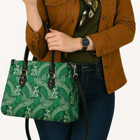 Forest Green Monstera Leather Bag Polynesian Tribal Pattern - Polynesian Pride