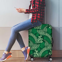 Forest Green Monstera Luggage Cover Polynesian Tribal Pattern - Polynesian Pride