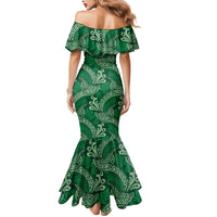 Forest Green Monstera Mermaid Dress Polynesian Tribal Pattern - Polynesian Pride