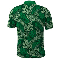 Forest Green Monstera Polo Shirt Polynesian Tribal Pattern - Polynesian Pride