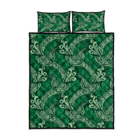 Forest Green Monstera Quilt Bed Set Polynesian Tribal Pattern - Polynesian Pride