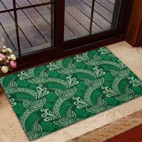 Forest Green Monstera Rubber Doormat Polynesian Tribal Pattern - Polynesian Pride