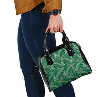 Forest Green Monstera Shoulder Handbag Polynesian Tribal Pattern - Polynesian Pride