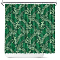 Forest Green Monstera Shower Curtain Polynesian Tribal Pattern - Polynesian Pride