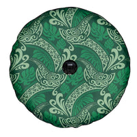 Forest Green Monstera Spare Tire Cover Polynesian Tribal Pattern - Polynesian Pride