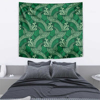Forest Green Monstera Tapestry Polynesian Tribal Pattern - Polynesian Pride