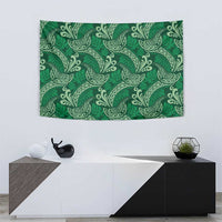 Forest Green Monstera Tapestry Polynesian Tribal Pattern - Polynesian Pride