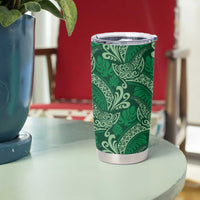 Forest Green Monstera Tumbler Cup Polynesian Tribal Pattern - Polynesian Pride