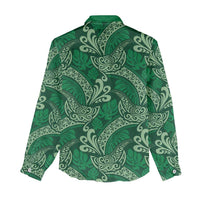 Forest Green Monstera Women Casual Shirt Polynesian Tribal Pattern - Polynesian Pride