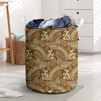 Brown Gold Monstera Laundry Basket Polynesian Tribal Pattern - Polynesian Pride
