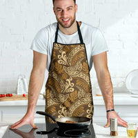 Brown Gold Monstera Apron Polynesian Tribal Pattern - Polynesian Pride