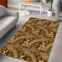 Brown Gold Monstera Area Rug Polynesian Tribal Pattern - Polynesian Pride