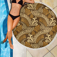 Brown Gold Monstera Beach Blanket Polynesian Tribal Pattern - Polynesian Pride
